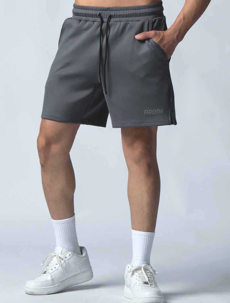 AirFlex™ 機能開岔訓練短褲 (鐵灰) - AROAK 機能健身服飾 | 專為健人打造