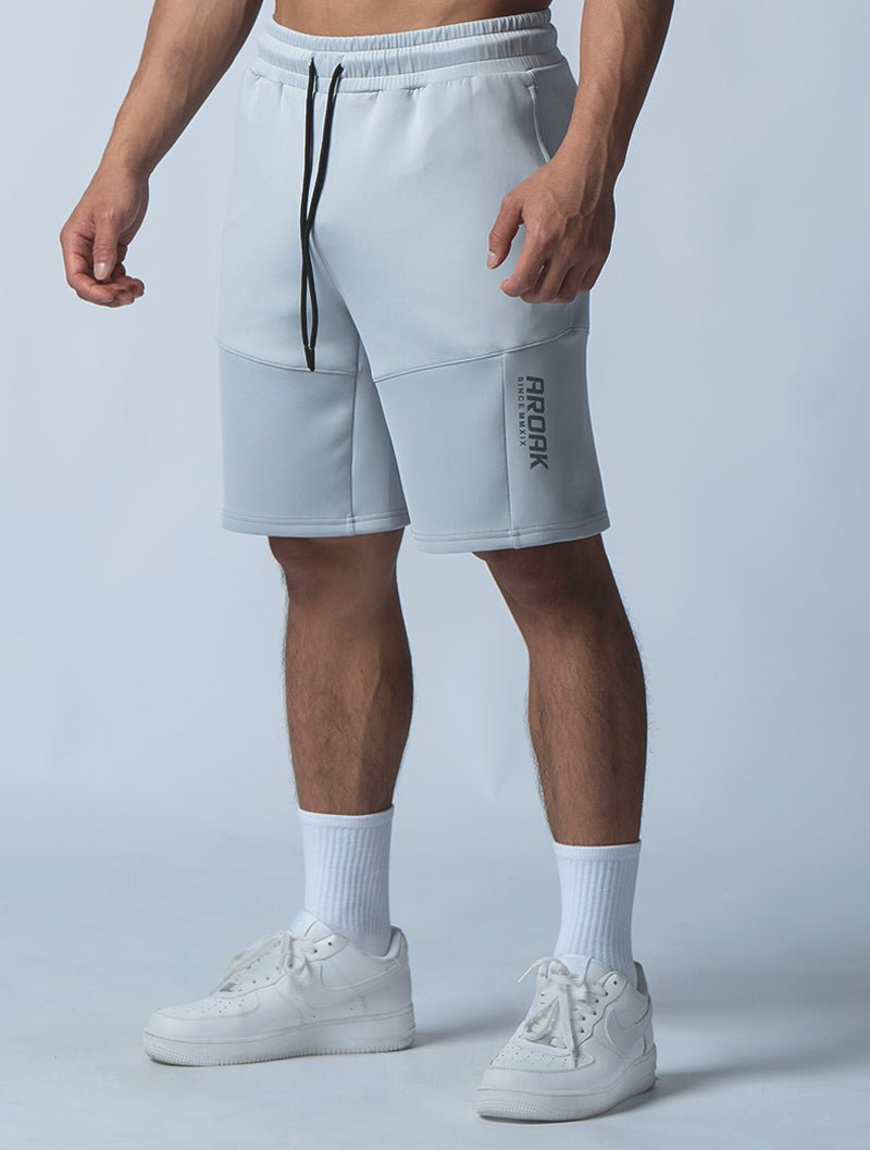 AirFlex™ 機能剪接運動短褲 (淺灰) - AROAK 機能健身服飾 | 專為健人打造