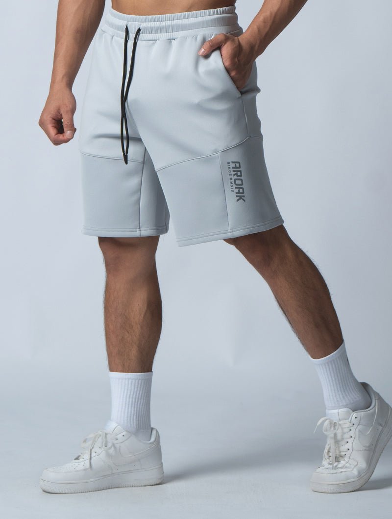 AirFlex™ 機能剪接運動短褲 (淺灰) - AROAK 機能健身服飾 | 專為健人打造