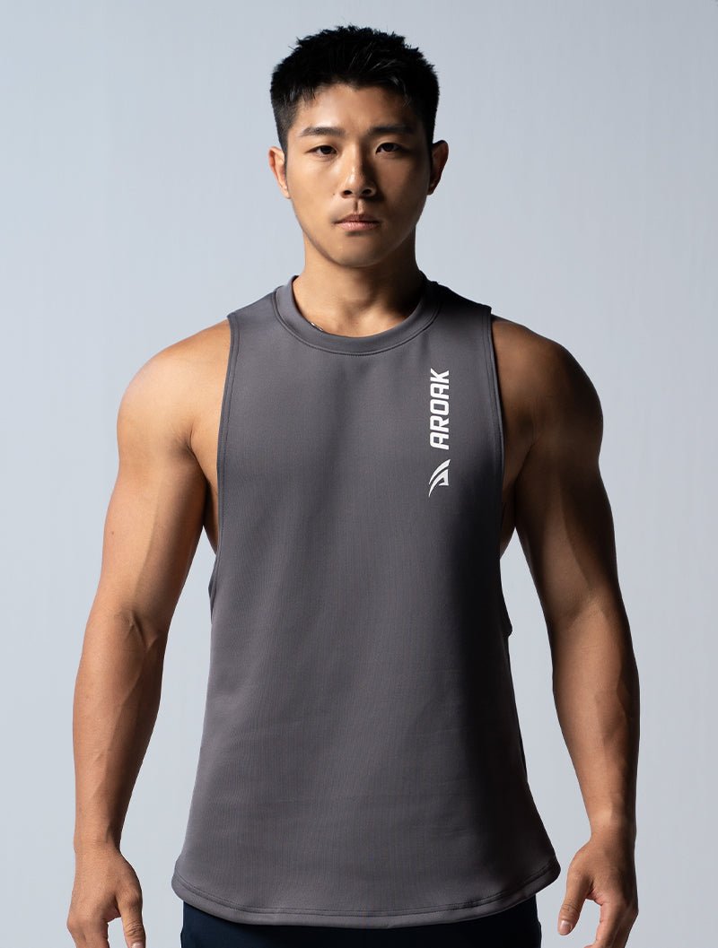 AirFlex™ 窄肩訓練背心 (鐵灰) - AROAK 機能健身服飾 | 專為健人打造