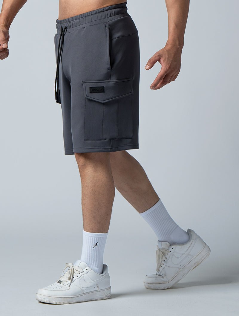 AirFlex™ 磁釦翻蓋口袋訓練短褲 (鐵灰) - AROAK 機能健身服飾 | 專為健人打造