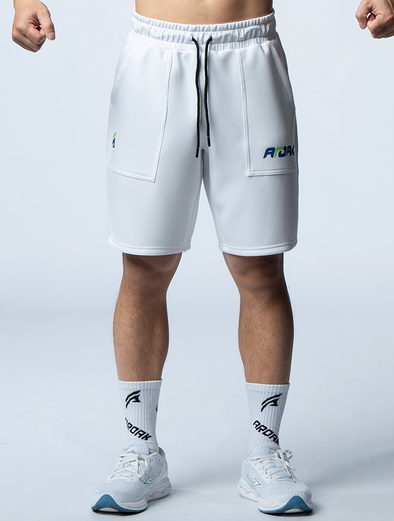 AirFlex™ 極限之巔訓練短褲 (白) - AROAK 機能健身服飾 | 專為健人打造