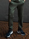AirFlex™寬鬆剪接束口長褲 (墨綠) - AROAK 機能健身服飾 | 專為健人打造
