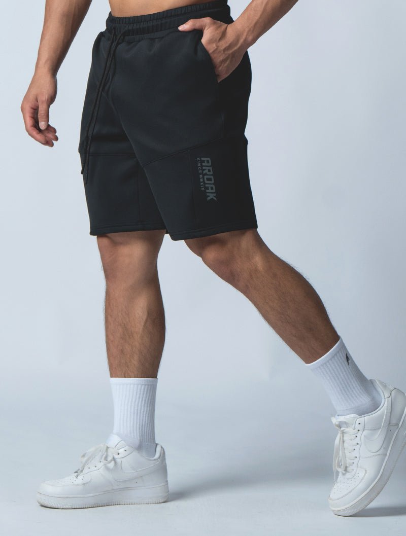 AirFlex™ 機能剪接運動短褲 (黑) - AROAK 機能健身服飾 | 專為健人打造