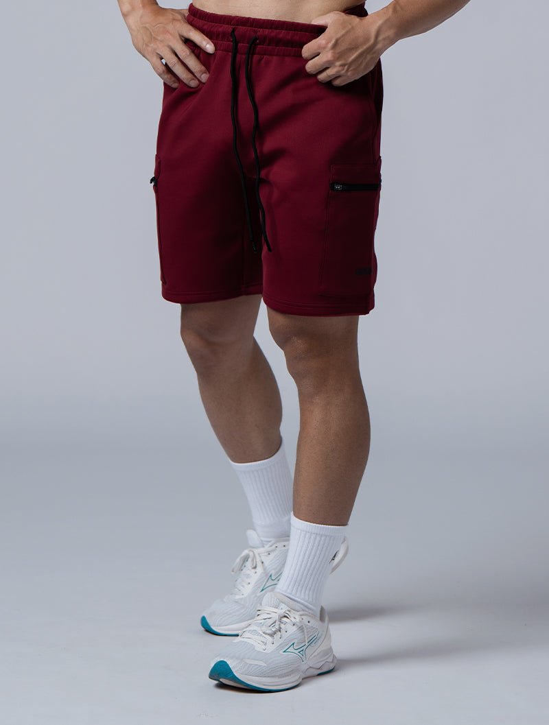 AirFlex™ 拉鍊貼袋訓練短褲 (酒紅) - AROAK 機能健身服飾 | 專為健人打造