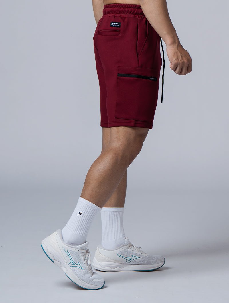 AirFlex™ 拉鍊貼袋訓練短褲 (酒紅) - AROAK 機能健身服飾 | 專為健人打造