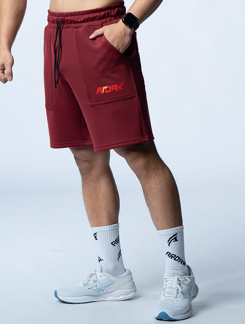 AirFlex™ 極限之巔訓練短褲 (酒紅) - AROAK 機能健身服飾 | 專為健人打造