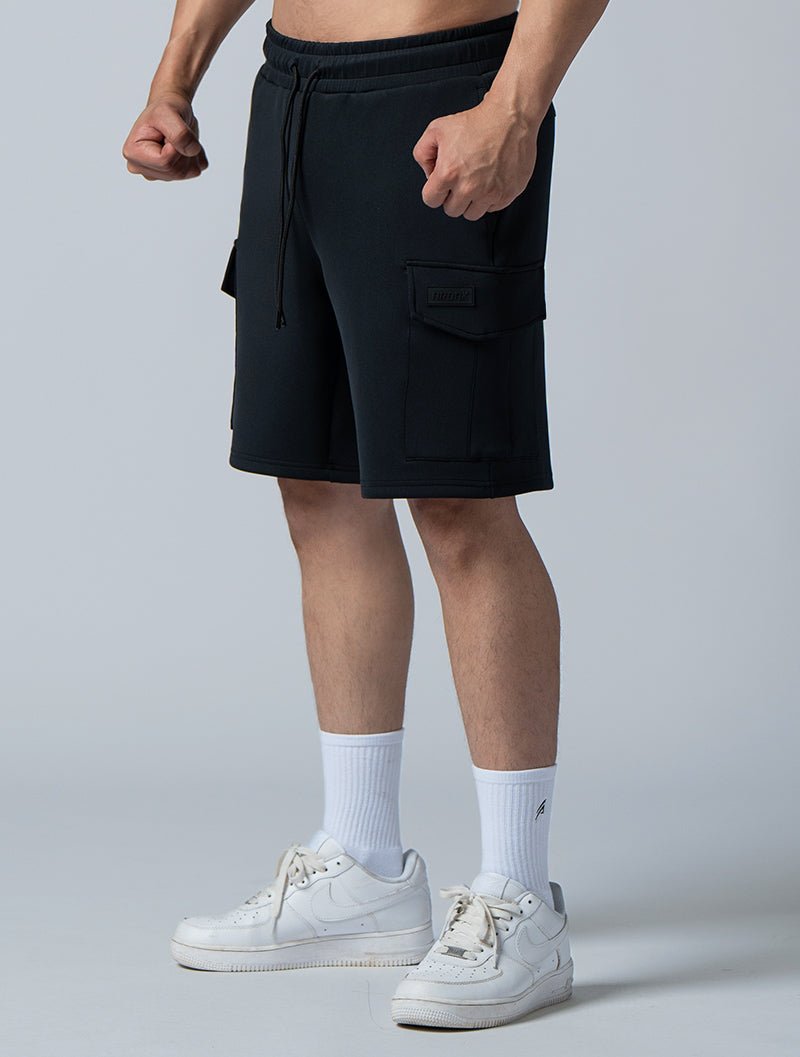 AirFlex™ 磁釦翻蓋口袋訓練短褲 (黑) - AROAK 機能健身服飾 | 專為健人打造