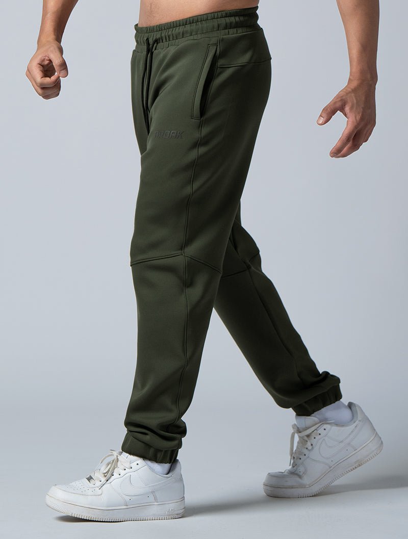 AirFlex™寬鬆剪接束口長褲 (墨綠) - AROAK 機能健身服飾 | 專為健人打造