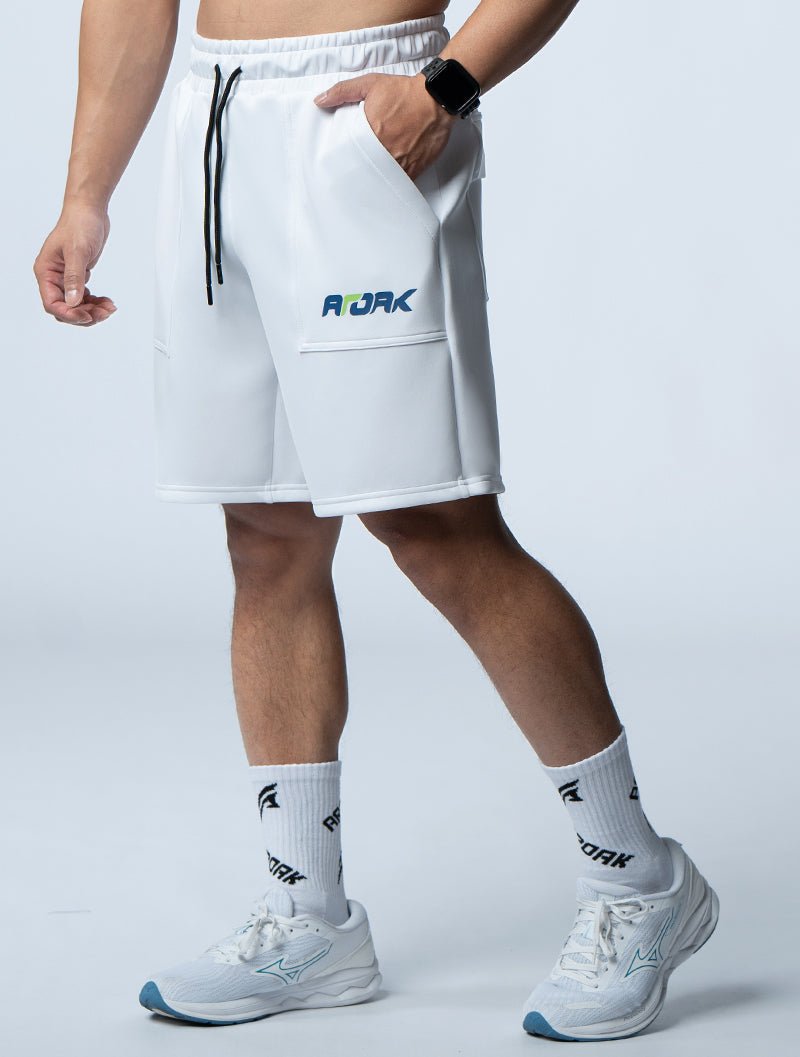 AirFlex™ 極限之巔訓練短褲 (白) - AROAK 機能健身服飾 | 專為健人打造