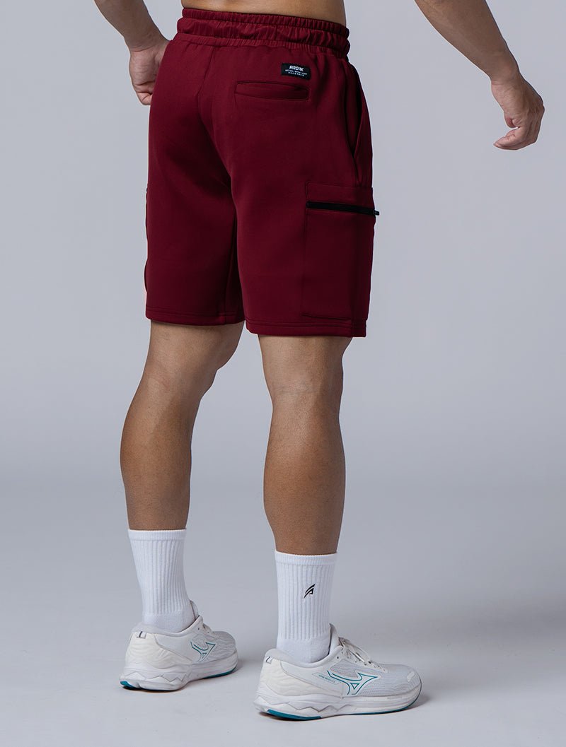 AirFlex™ 拉鍊貼袋訓練短褲 (酒紅) - AROAK 機能健身服飾 | 專為健人打造