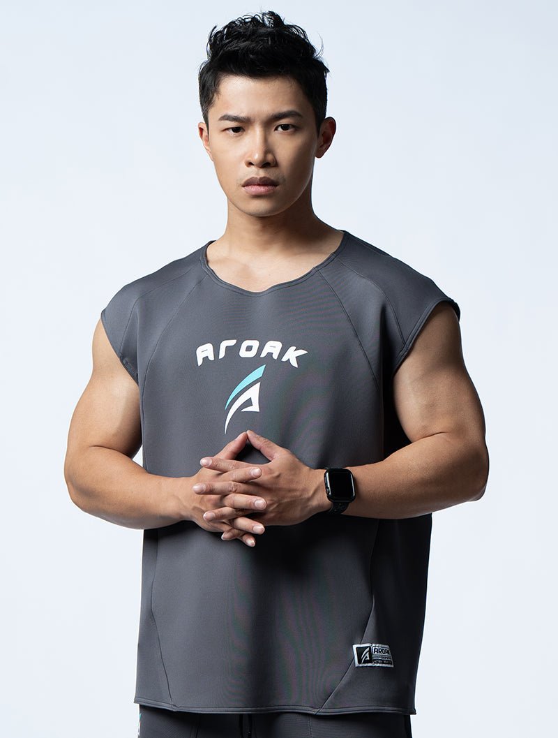 AirFlex™ 征服之道寬肩背心 (鐵灰) - AROAK 機能健身服飾 | 專為健人打造