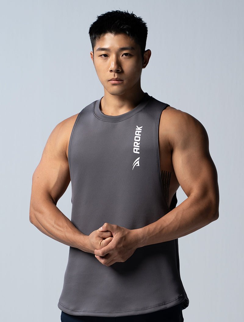 AirFlex™ 窄肩訓練背心 (鐵灰) - AROAK 機能健身服飾 | 專為健人打造