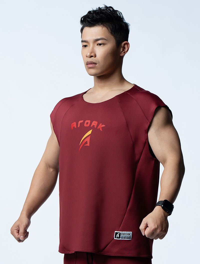 AirFlex™ 征服之道寬肩背心 (酒紅) - AROAK 機能健身服飾 | 專為健人打造
