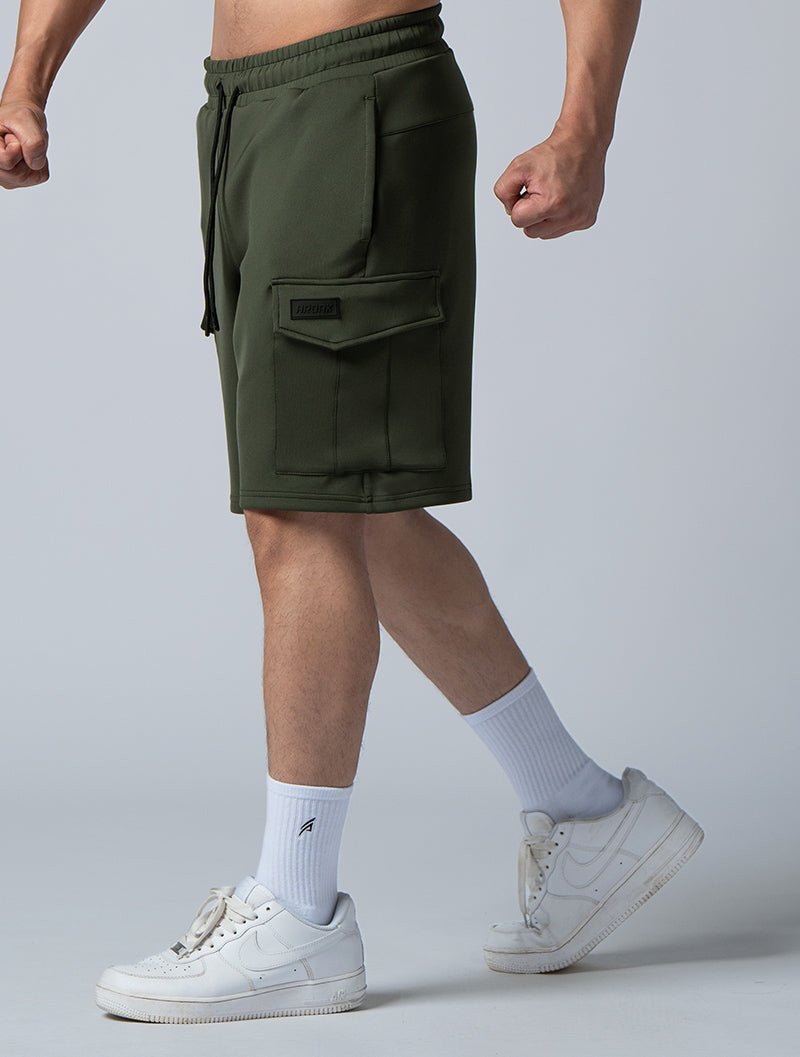 AirFlex™ 磁釦翻蓋口袋訓練短褲 (墨綠) - AROAK 機能健身服飾 | 專為健人打造