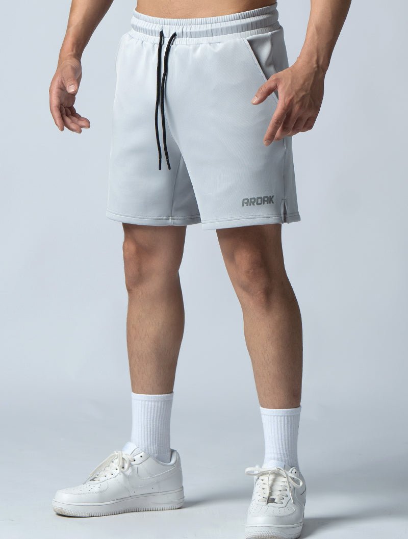 AirFlex™ 機能開岔訓練短褲 (淺灰) - AROAK 機能健身服飾 | 專為健人打造
