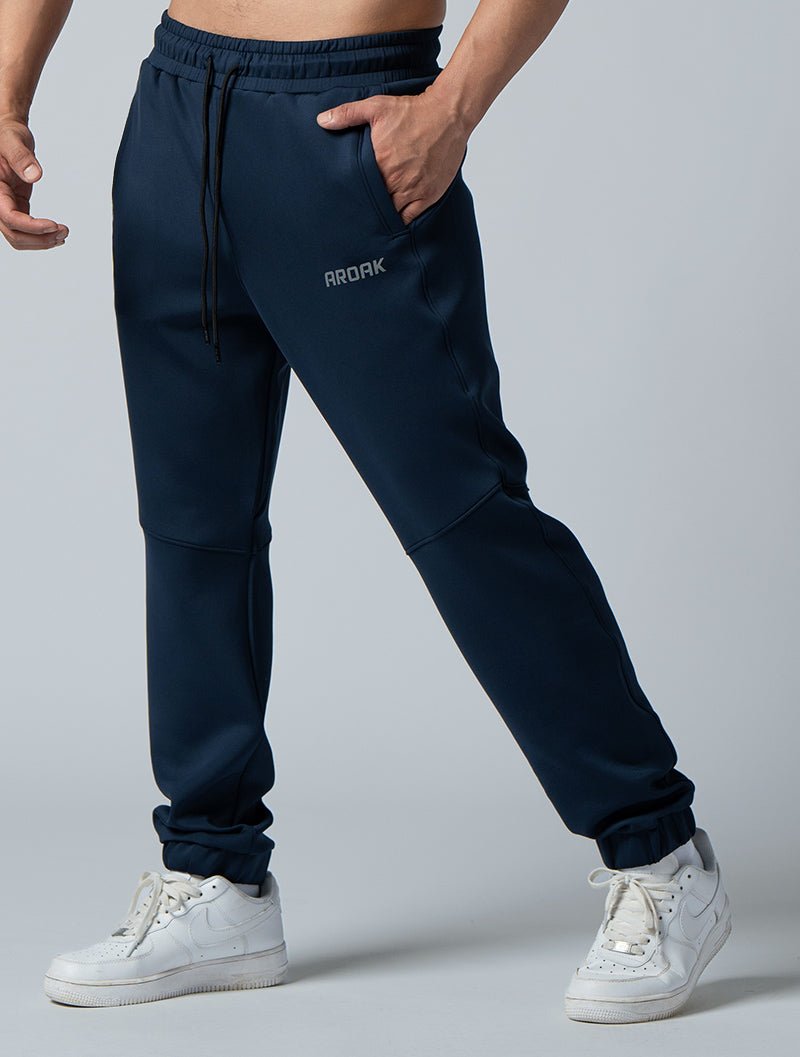 AirFlex™寬鬆剪接束口長褲 (丈青) - AROAK 機能健身服飾 | 專為健人打造