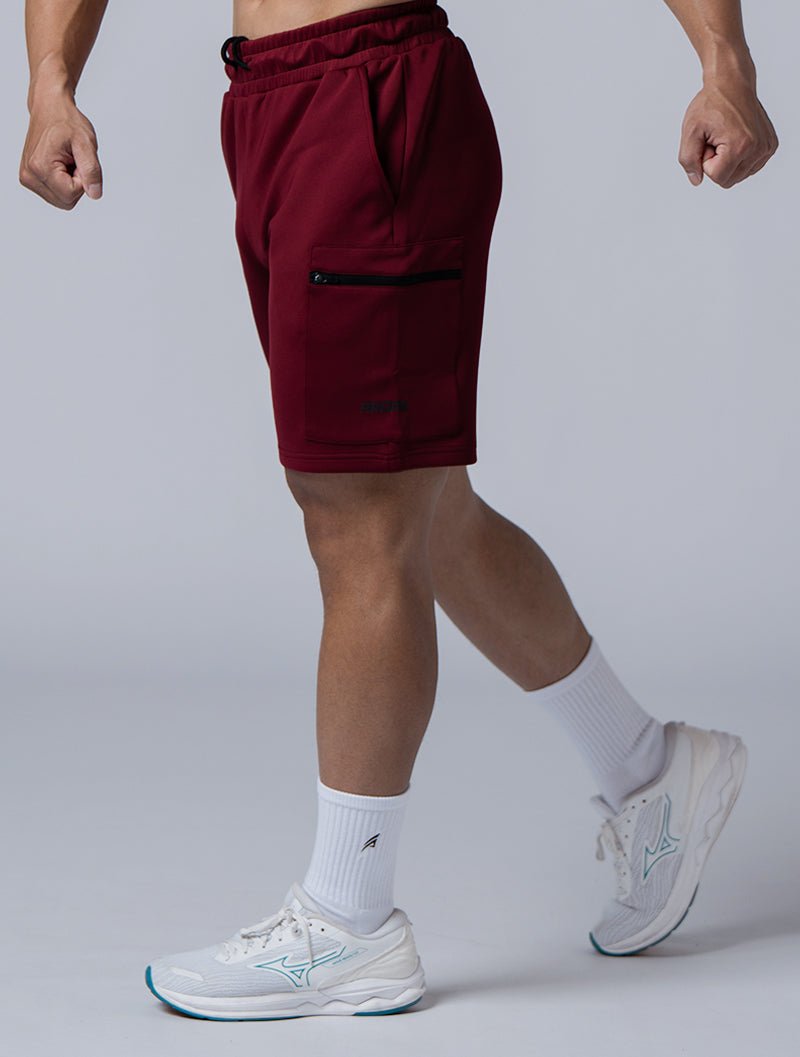AirFlex™ 拉鍊貼袋訓練短褲 (酒紅) - AROAK 機能健身服飾 | 專為健人打造
