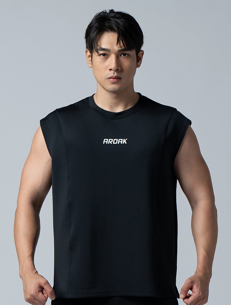 AirFlex™落肩剪接機能訓練背心 (黑) - AROAK 機能健身服飾 | 專為健人打造