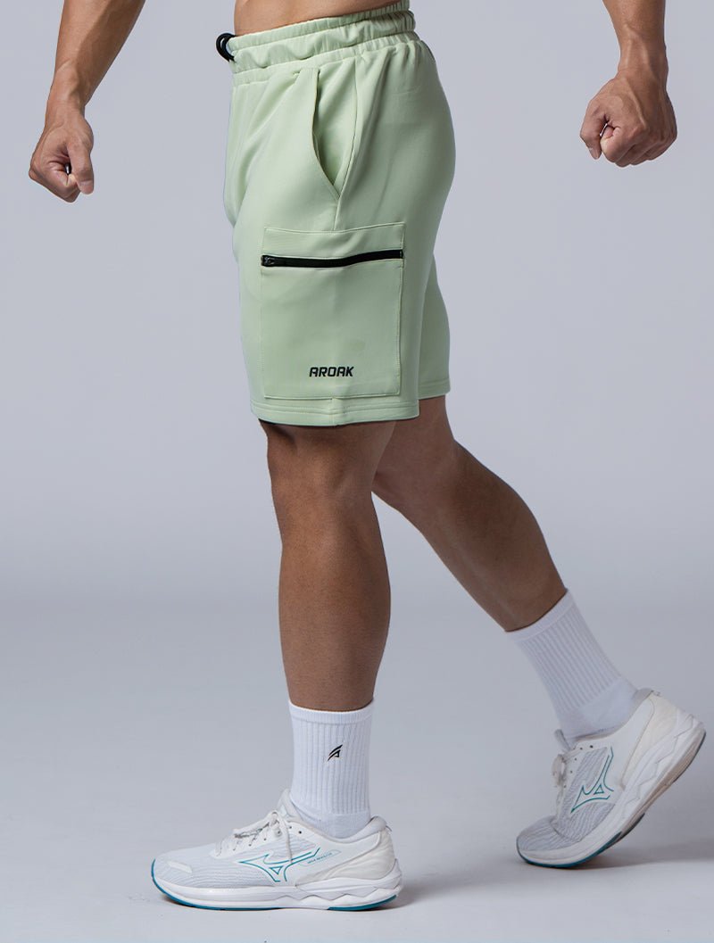 AirFlex™ 拉鍊貼袋訓練短褲 (果綠) - AROAK 機能健身服飾 | 專為健人打造