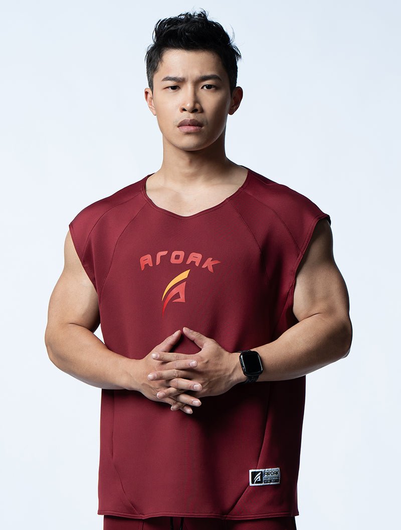 AirFlex™ 征服之道寬肩背心 (酒紅) - AROAK 機能健身服飾 | 專為健人打造