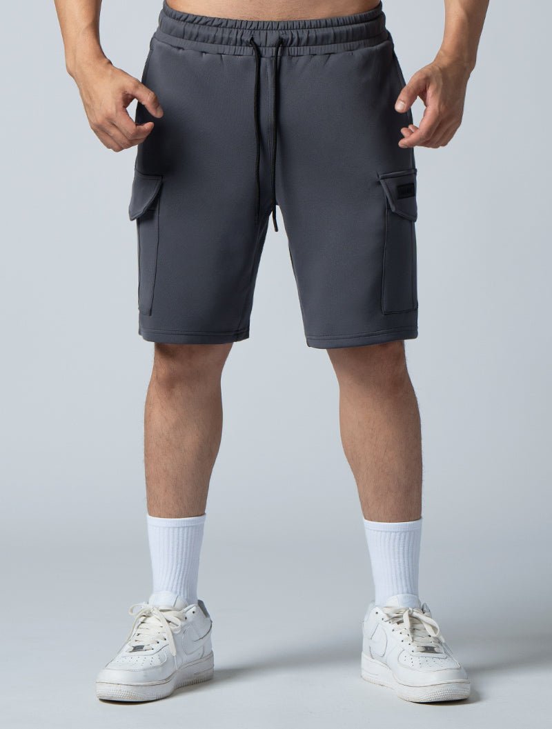 AirFlex™ 磁釦翻蓋口袋訓練短褲 (鐵灰) - AROAK 機能健身服飾 | 專為健人打造