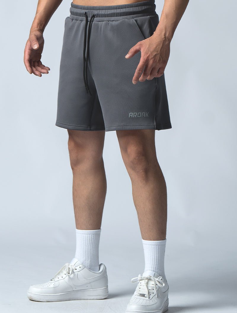 AirFlex™ 機能開岔訓練短褲 (鐵灰) - AROAK 機能健身服飾 | 專為健人打造