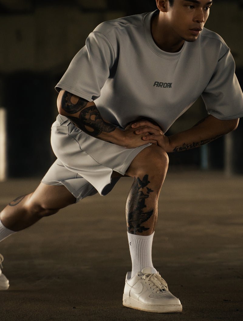 AirFlex™ 寬版機能開岔訓練短褲 (丈青) - AROAK 機能健身服飾 | 專為健人打造