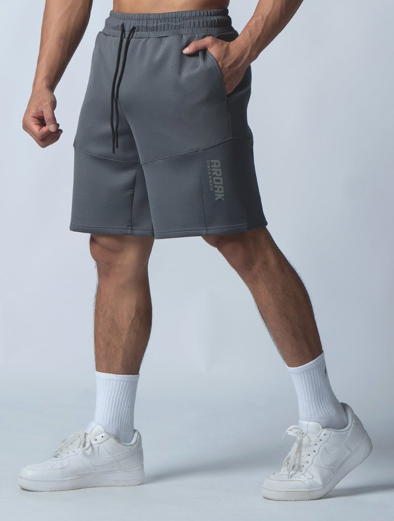 AirFlex™ 機能剪接運動短褲 (鐵灰) - AROAK 機能健身服飾 | 專為健人打造