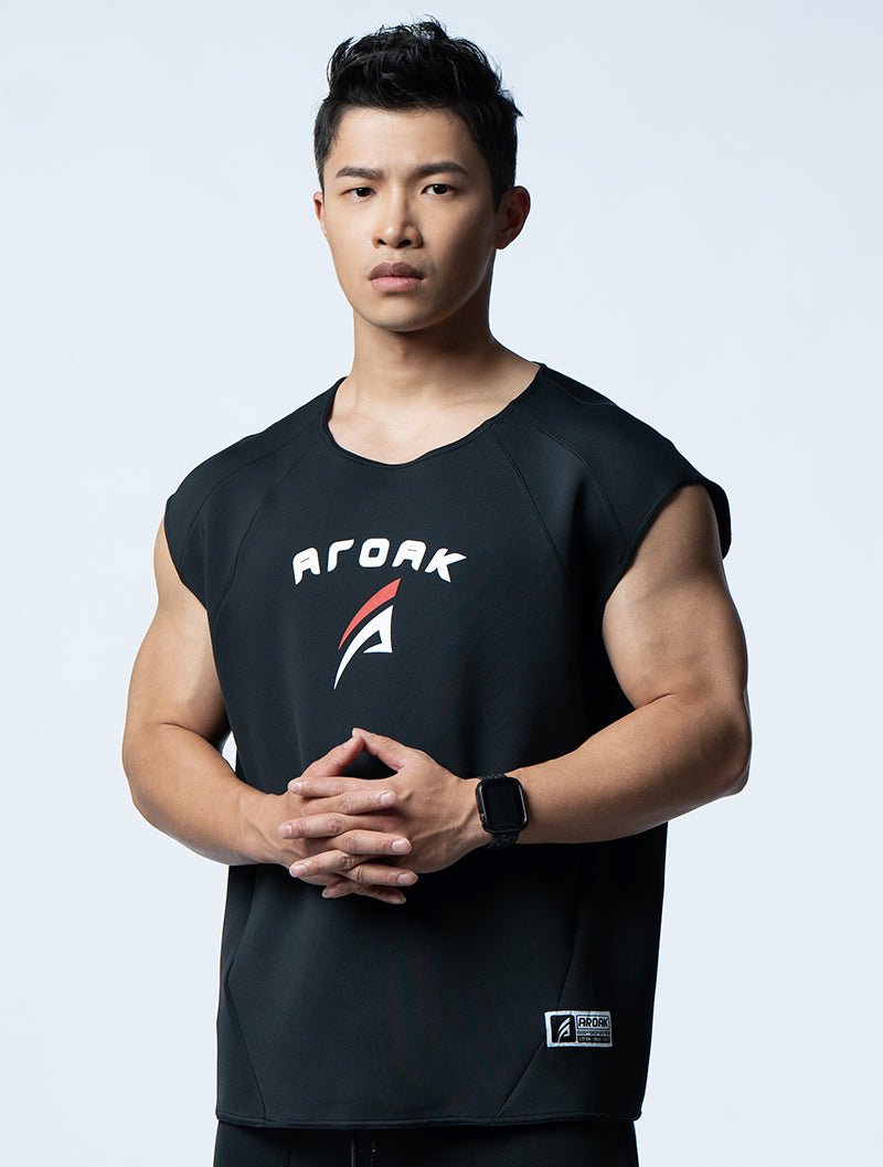 AirFlex™ 征服之道寬肩背心 (黑) - AROAK 機能健身服飾 | 專為健人打造
