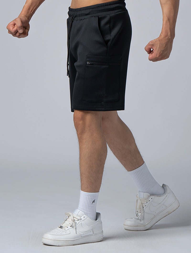 AirFlex™ 拉鍊貼袋訓練短褲 (黑) - AROAK 機能健身服飾 | 專為健人打造