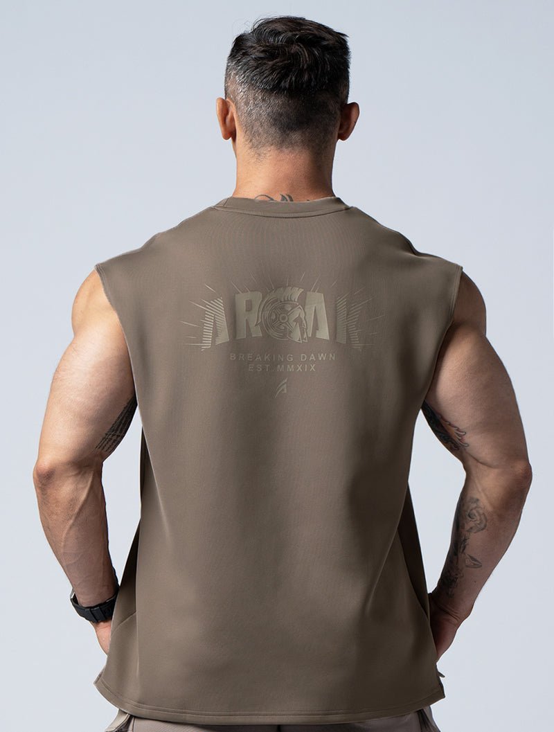 AirFlex™曙光戰士寬肩背心 (棕卡其) - AROAK 機能健身服飾 | 專為健人打造