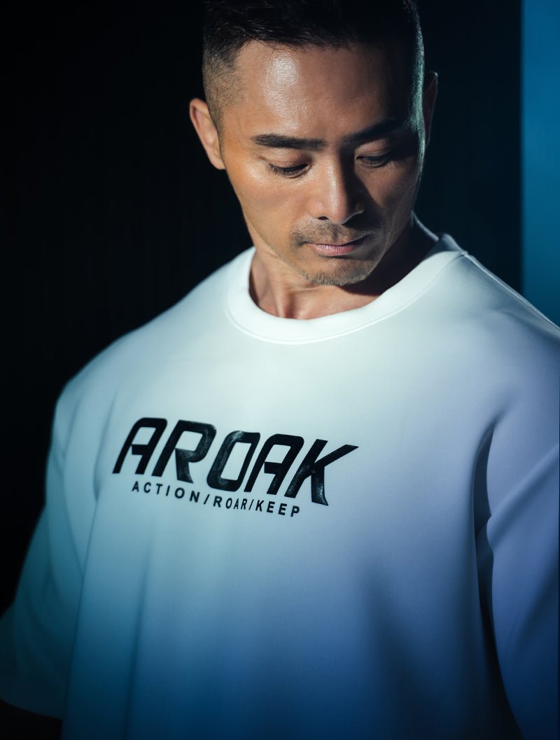 AirFlex™ AROAK OVERSIZED後袖剪接訓練上衣 (鐵灰) - AROAK 機能健身服飾 | 專為健人打造