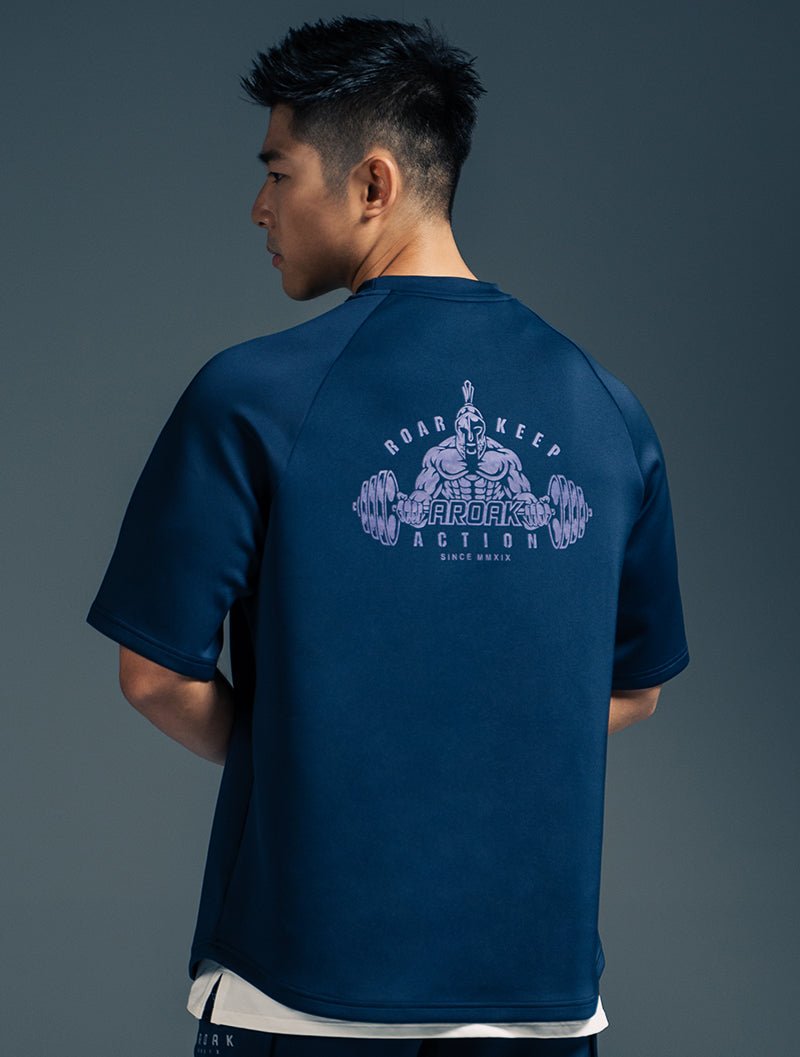 AirFlex™ COLOR FLOW戰士寬版拉克蘭袖上衣 (丈青) - AROAK 機能健身服飾 | 專為健人打造