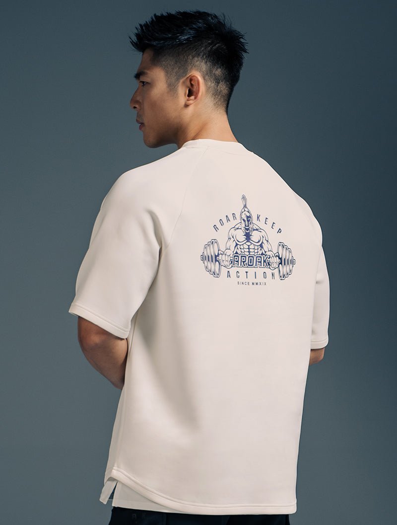 AirFlex™ COLOR FLOW戰士寬版拉克蘭袖上衣 (米白) - AROAK 機能健身服飾 | 專為健人打造