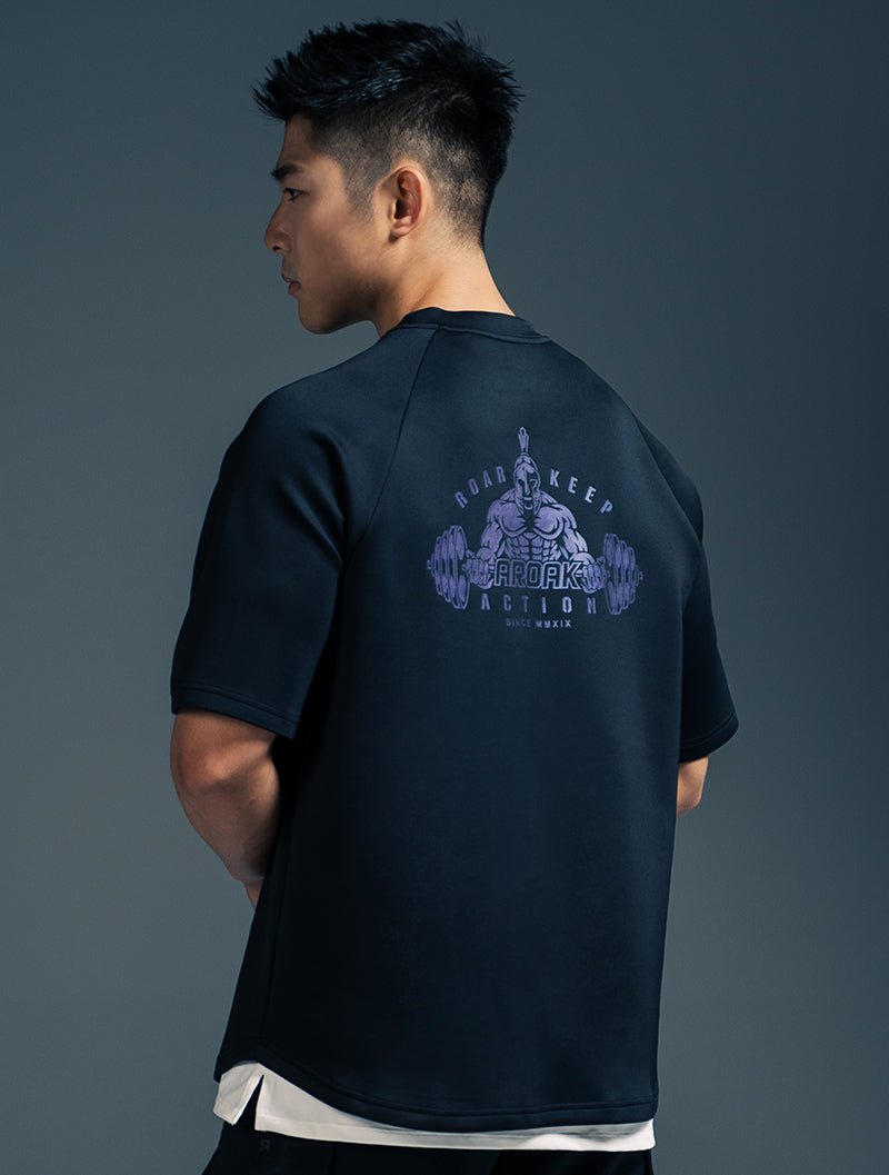 AirFlex™ COLOR FLOW戰士寬版拉克蘭袖上衣 (黑) - AROAK 機能健身服飾 | 專為健人打造