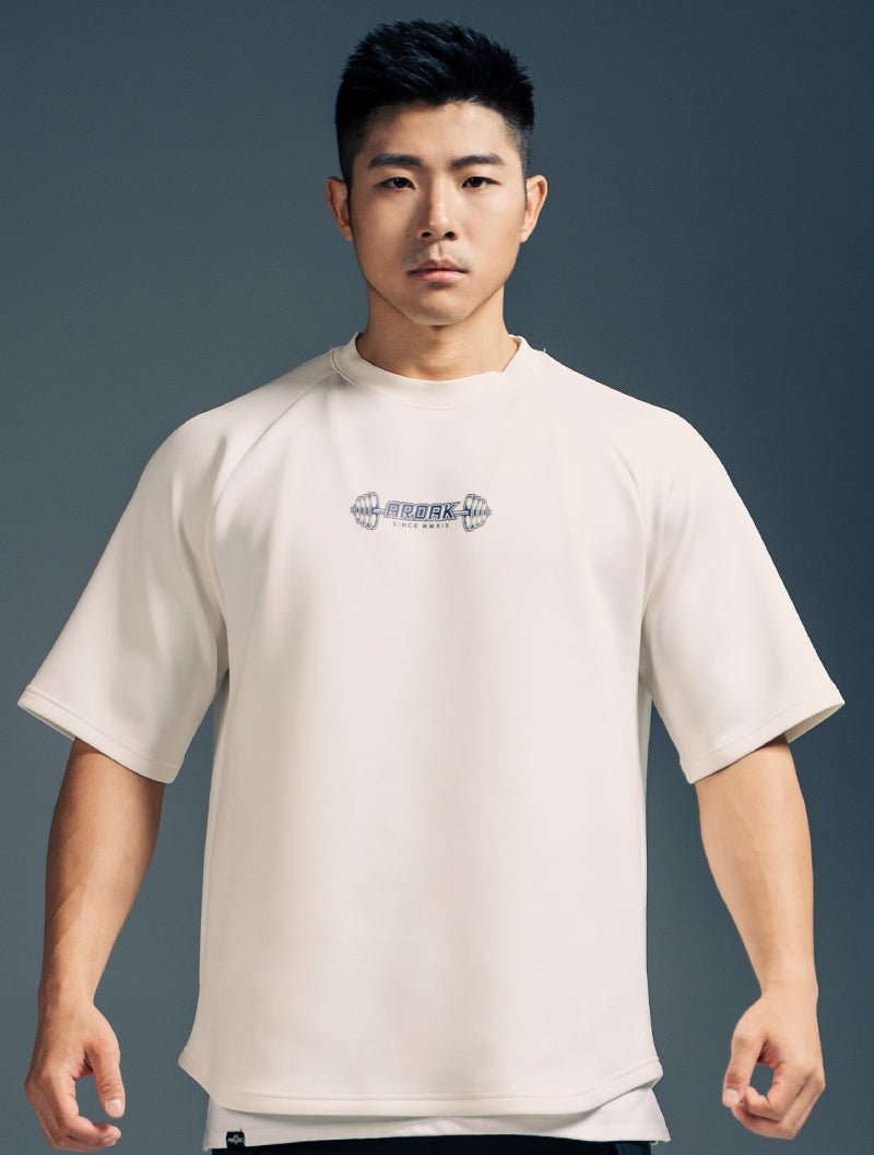 AirFlex™ COLOR FLOW戰士寬版拉克蘭袖上衣 (米白) - AROAK 機能健身服飾 | 專為健人打造