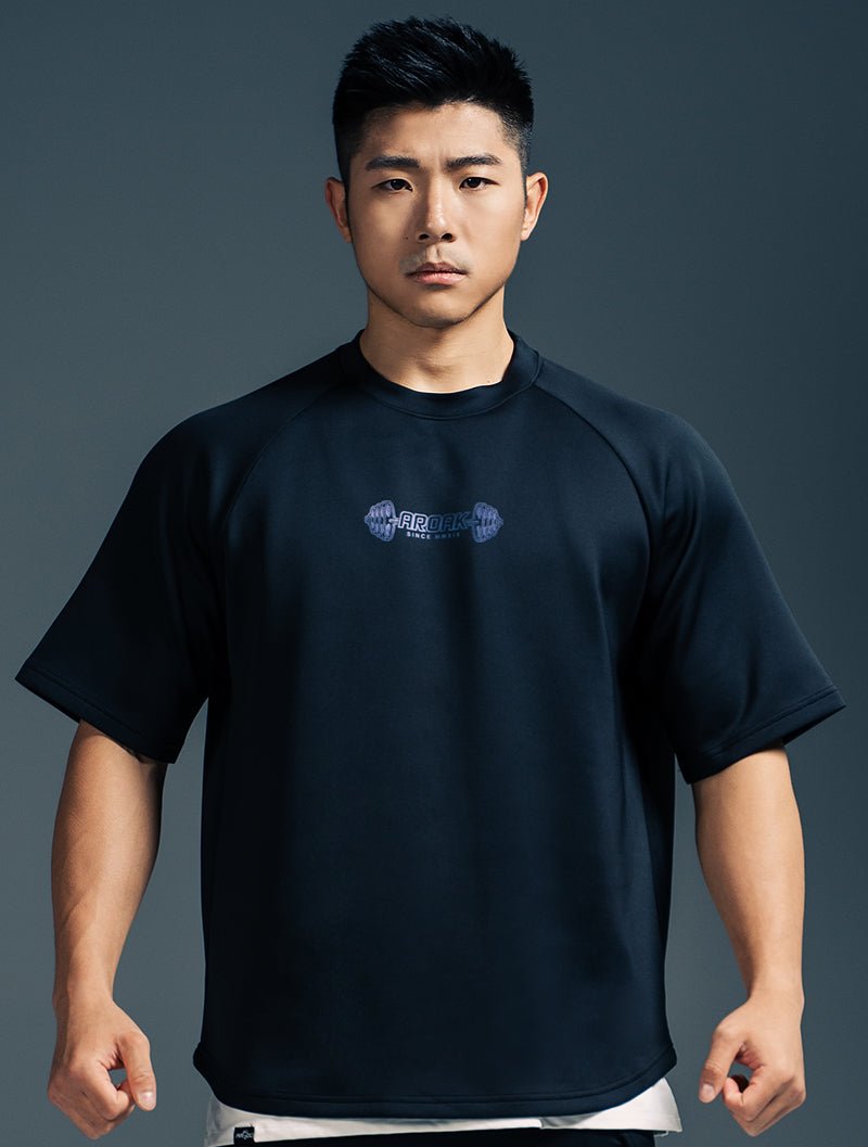 AirFlex™ COLOR FLOW戰士寬版拉克蘭袖上衣 (黑) - AROAK 機能健身服飾 | 專為健人打造