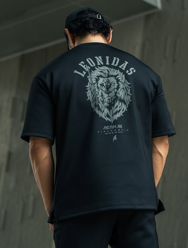 AirFlex™ 列奧尼達 OVERSIZED機能短袖訓練上衣 (黑) - AROAK 機能健身服飾 | 專為健人打造