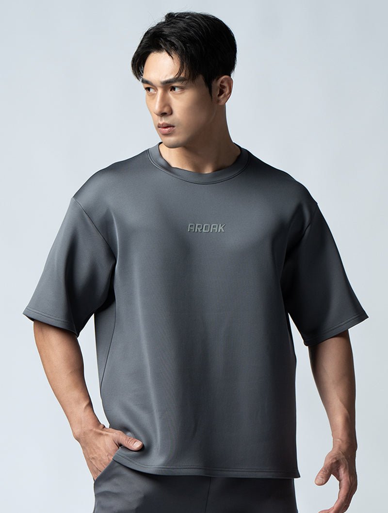 AirFlex™ OVERSIZED短袖上衣 (鐵灰) - AROAK 機能健身服飾 | 專為健人打造