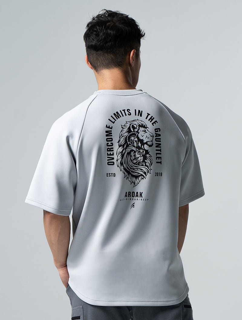 AirFlex™ OVERSIZED 戰神之巔拉克蘭袖上衣 (淺灰) - AROAK 機能健身服飾 | 專為健人打造