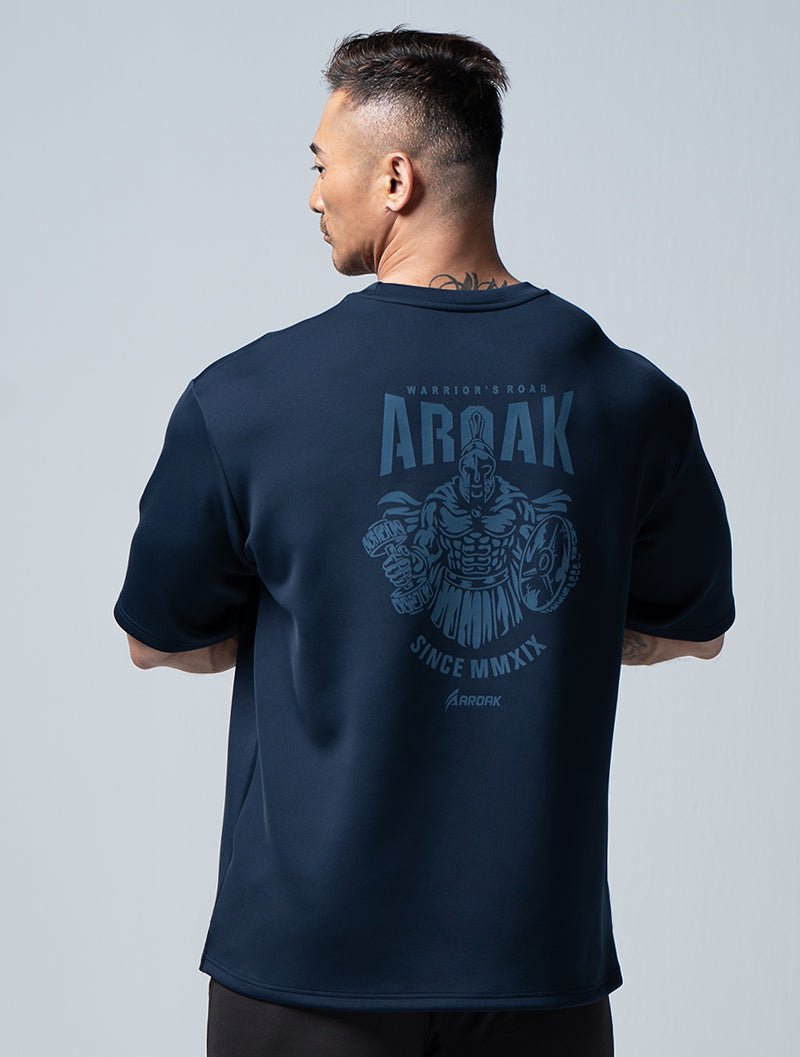 AirFlex™ 戰士的怒吼 OVERSIZED短袖上衣 (丈青) - AROAK 機能健身服飾 | 專為健人打造