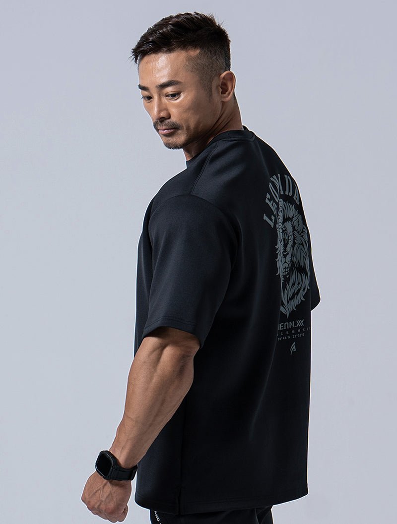 AirFlex™ 列奧尼達 OVERSIZED機能短袖訓練上衣 (黑) - AROAK 機能健身服飾 | 專為健人打造