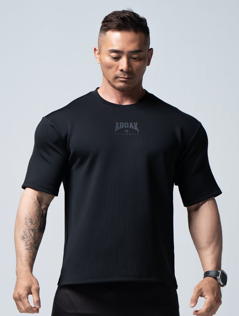 AirFlex™ 怒吼 OVERSIZED短袖上衣 (黑) - AROAK 機能健身服飾 | 專為健人打造
