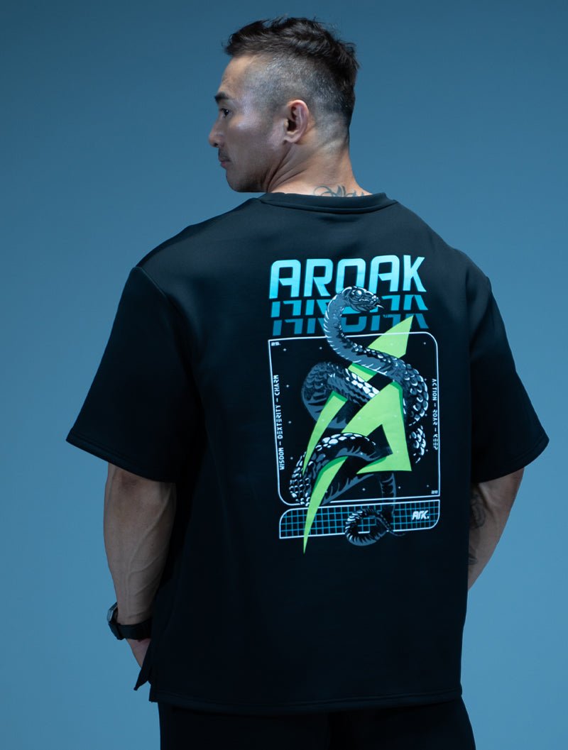 AirFlex™ OVERSIZED乙巳蛇年短袖上衣 (黑) - AROAK 機能健身服飾 | 專為健人打造