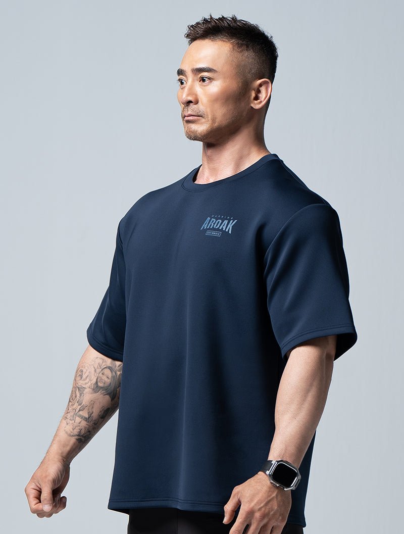 AirFlex™ 戰士的怒吼 OVERSIZED短袖上衣 (丈青) - AROAK 機能健身服飾 | 專為健人打造