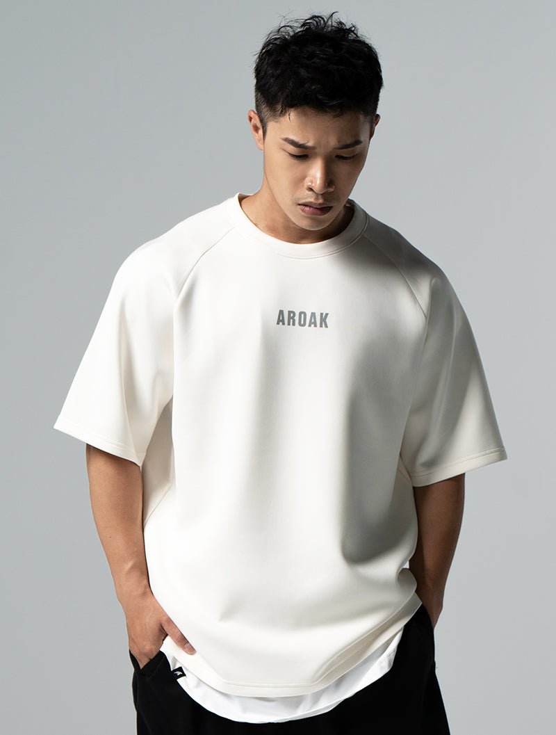 AirFlex™ OVERSIZED 戰神之巔拉克蘭袖上衣 (米白) - AROAK 機能健身服飾 | 專為健人打造