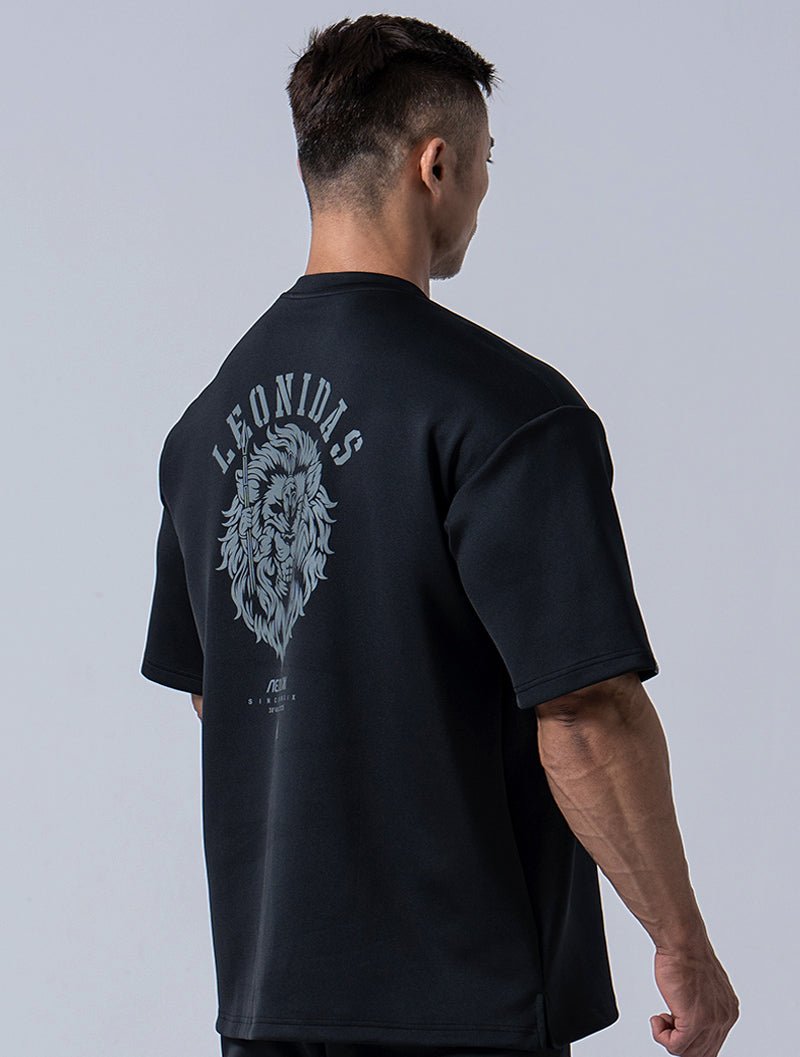 AirFlex™ 列奧尼達 OVERSIZED機能短袖訓練上衣 (黑) - AROAK 機能健身服飾 | 專為健人打造