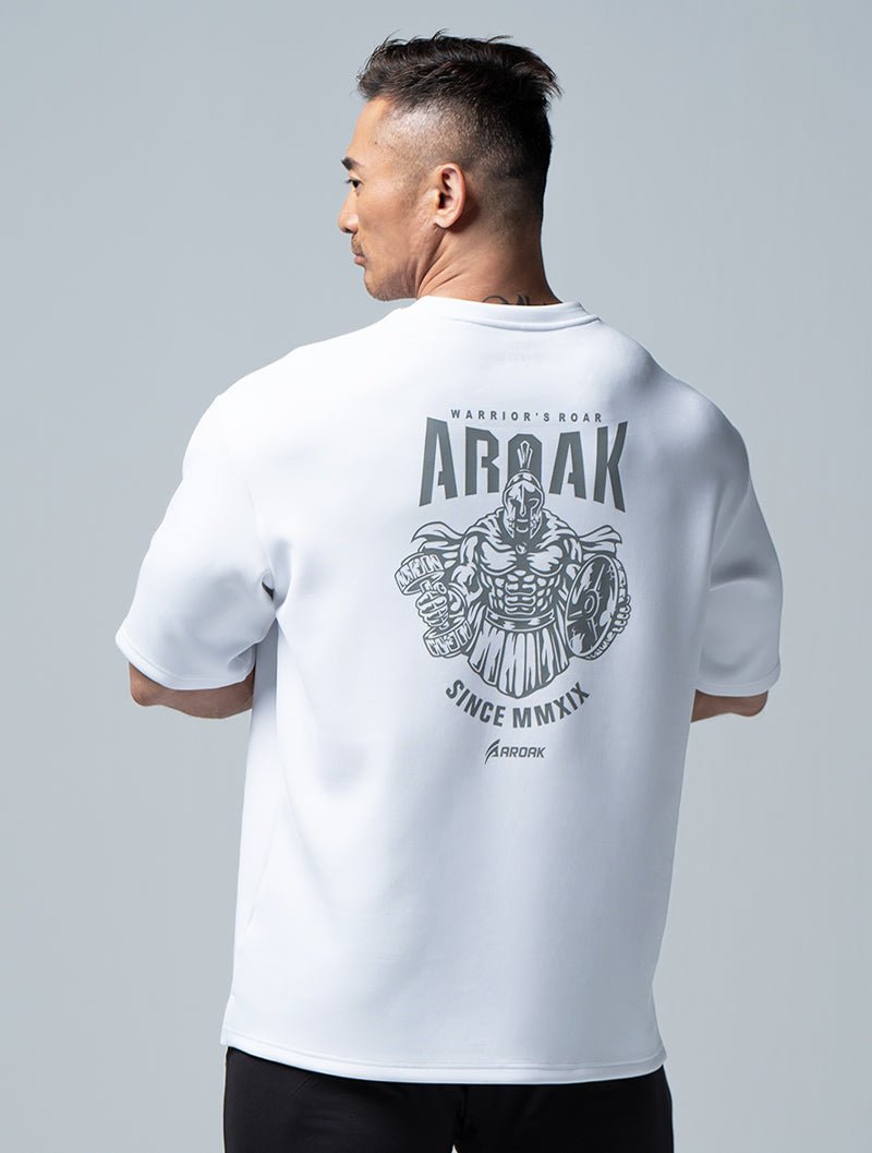 AirFlex™ 戰士的怒吼 OVERSIZED短袖上衣 (白) - AROAK 機能健身服飾 | 專為健人打造
