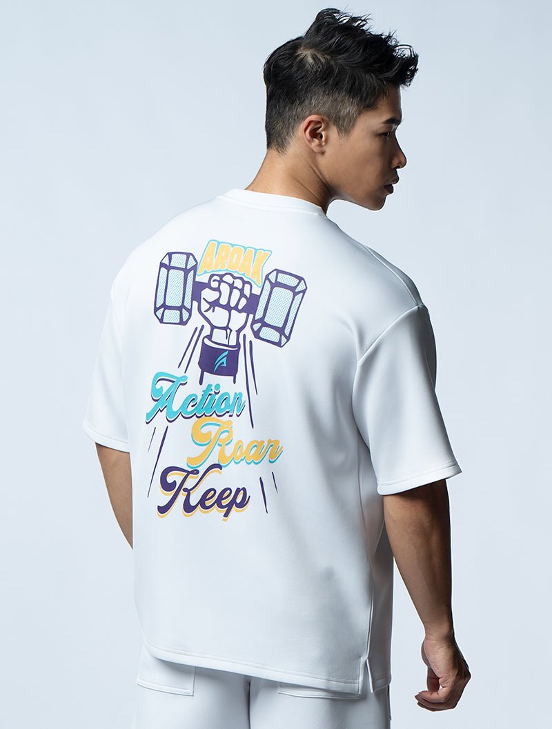 AirFlex™ OVERSIZED堅毅之舉短袖上衣 (白) - AROAK 機能健身服飾 | 專為健人打造